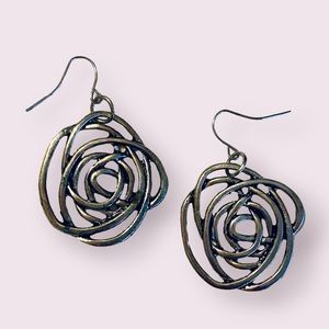 Silver and Black Spiral Hoop Earrings - Haute by Treska